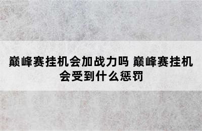 巅峰赛挂机会加战力吗 巅峰赛挂机会受到什么惩罚